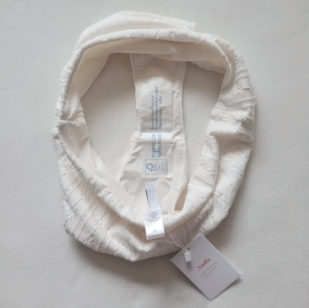 Andie▪️90s Eyelit High Waisted Swimsuit Bottom in Coconut - Picture 3 of 7